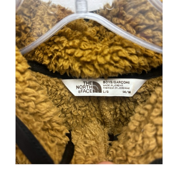 The North Face Campshire Teddy Brown Sherpa Half Zip Hooded Fleece Boys L 14/16 - Picture 5 of 10